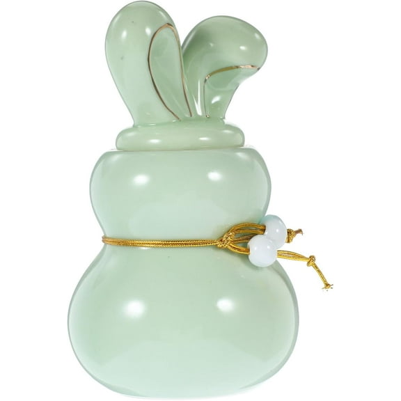 PRETYZOOM Ceramic Easter Bunny Cookie Jar with Lid Rabbit Candy Dish Rabbit Bowl Loose Leaf Tea Canister Decorative Canister Ceramic Candy Jar for Ester Party Table Centerpiece Green