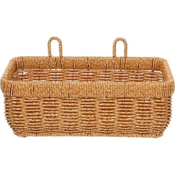 PRETYZOOM Wall Hanging Basket, Wicker Hanging Basket for Organizer, Decorative Wall Mount Storage Basket with Hook, for Potato, Onion, Fruits (12x10x28cm)