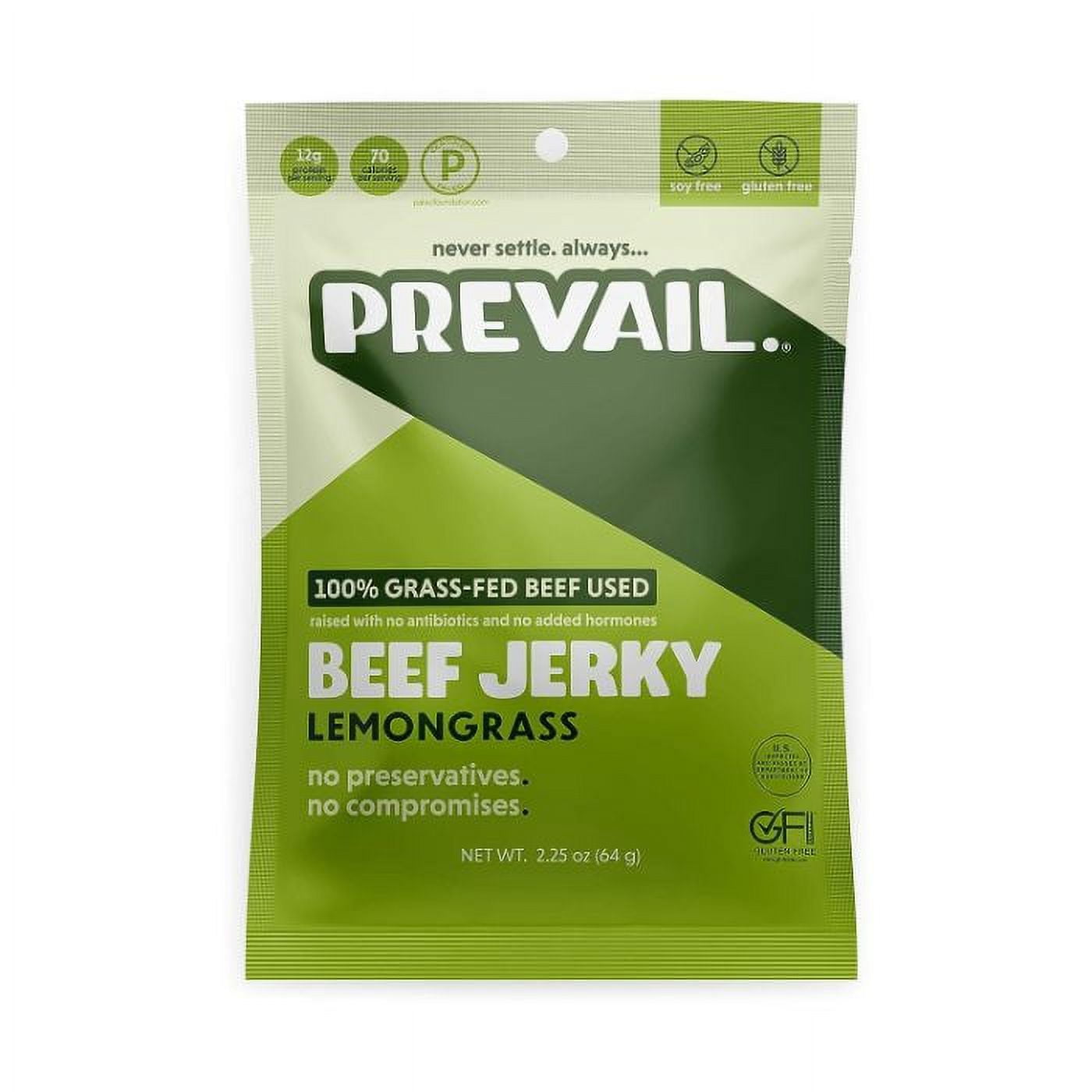 PREVAIL JERKY BEEF LEMONGRASS 2.25 OZ - Pack of 8