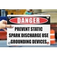 thumbnail image 1 of PREVENT STATIC SPARK DISCHARGE USE GROUNDING DEVICES | Warning Notice Caution Danger 3mm PVC Sign, 1 of 4