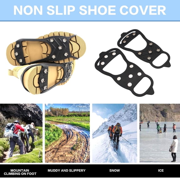 Hovilon 1 Pairs Non Slip Gripper Spike,Ice Traction Cleats Walk Traction Cleat Durable Ice Snow Grips for Shoes, Boot with 8 Steel Studs Crampons(M)