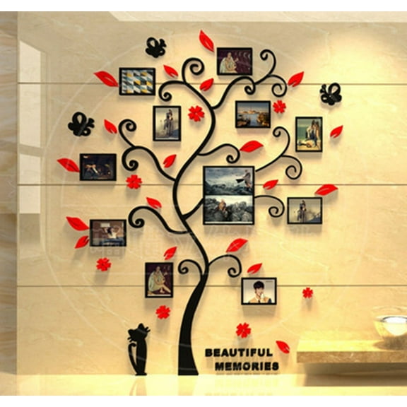 Hovilon 3D Tree Wall Stickers,Family Tree Wall Decor Black Trunk Family Tree Picture Frame DIY Photo Frame Wall Decals Family Tree Frames Living Room Wall Decor Wall Decals