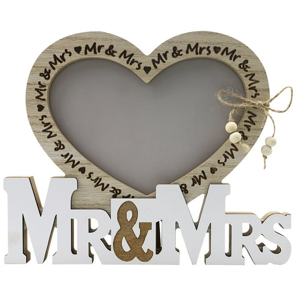 Hovilon Wedding Picture Frame,Heart Shaped Mr & Mrs Picture Frame Newlywed Photo Gift for Wedding Newlywed Anniversary Valentines,Bride to Be Bridal Shower Gifts Wedding Picture Frame