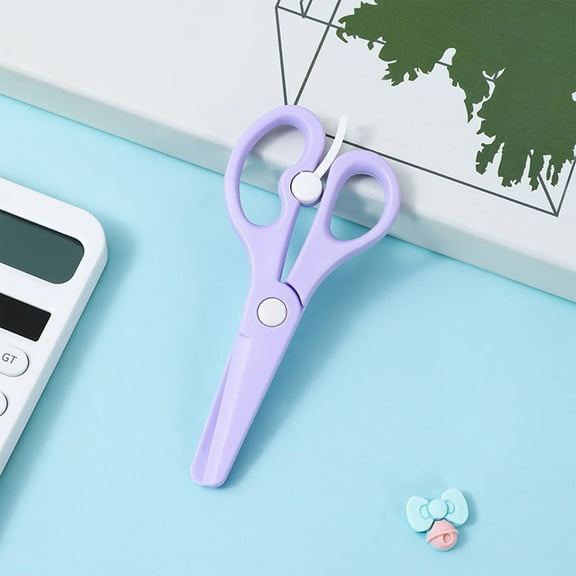 Hovilon Students Scissors,Safety Scissors, Plastic Safety Scissors,Studentss DIY Crafts Scissors Students Do Not Hurt Hands Resilient Scissors,Kindergarten Round Head Wrapped Edges Scissors，Purple