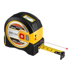 PREXISO 2-in-1 Laser Tape Measure, 135 ft Laser Measurement Tool & 16 ft Measuring Tape with Auto Lock & Movable Magnetic Hook - Pythagorean, Area, Volume-NOT Digital