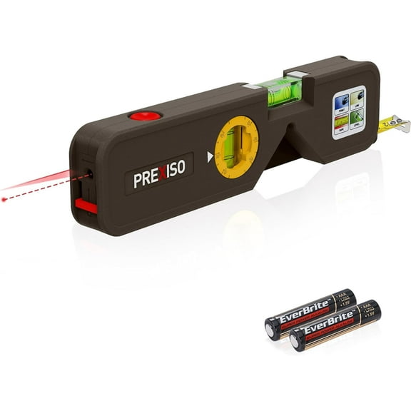 PREXISO 4-in-1 Line Laser Level Multipurpose Torpedo Level, 65Ft Alignment Point & 16Ft Laser Line & 10Ft Measure Tape Ruler & Quick Angle Setting for Hanging Picture Wall Marking Home Renovation