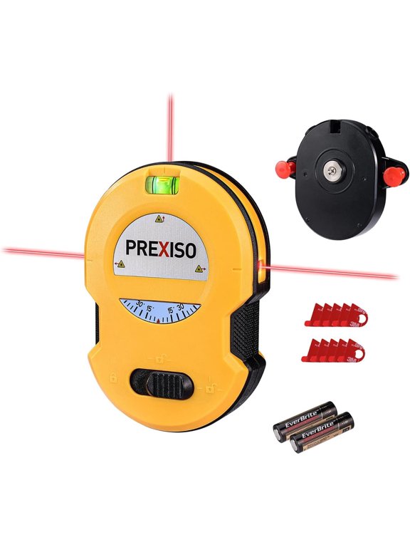 Multi Surface Laser Level LED Light Vial, 30Ft Horizontal & Vertical Line Laser with Wall Mount Base, 2 Pins, 10 Sticker, 2 AA Batteries