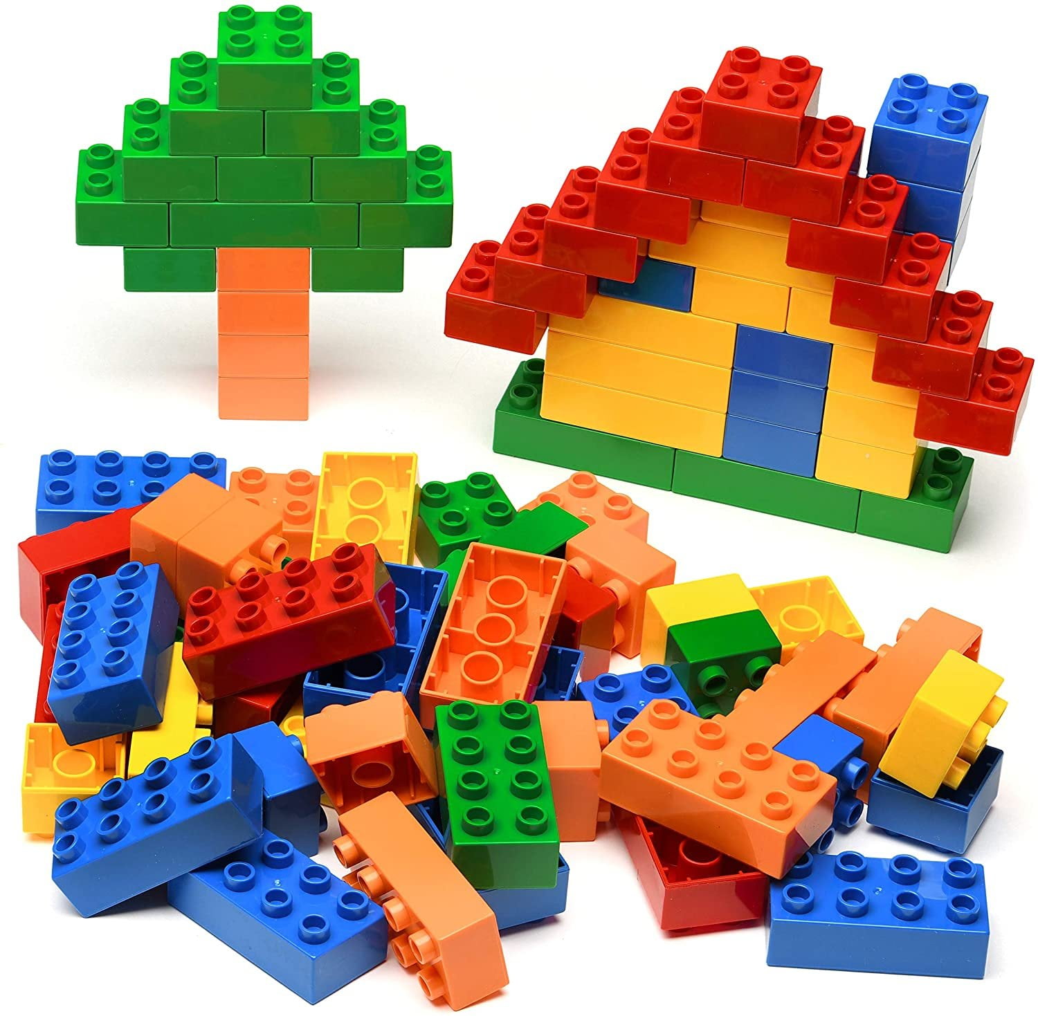 PREXTEX 100-Piece Multicolor Jumbo Building Blocks Set for Kids