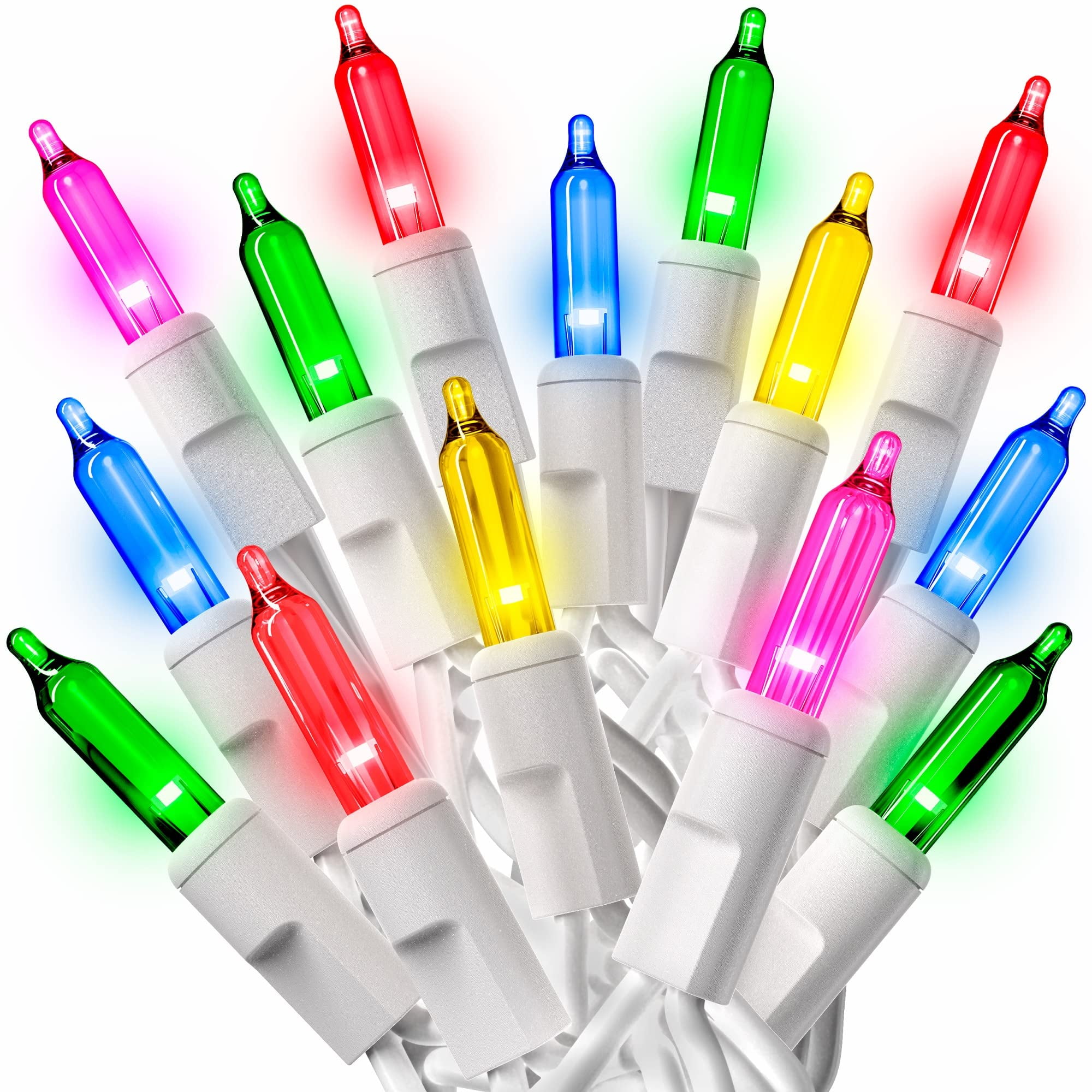 Wire Write String PREXTEX 50 Ct. Multi-Color Christmas Tree Lights with White Wire - 10 ...