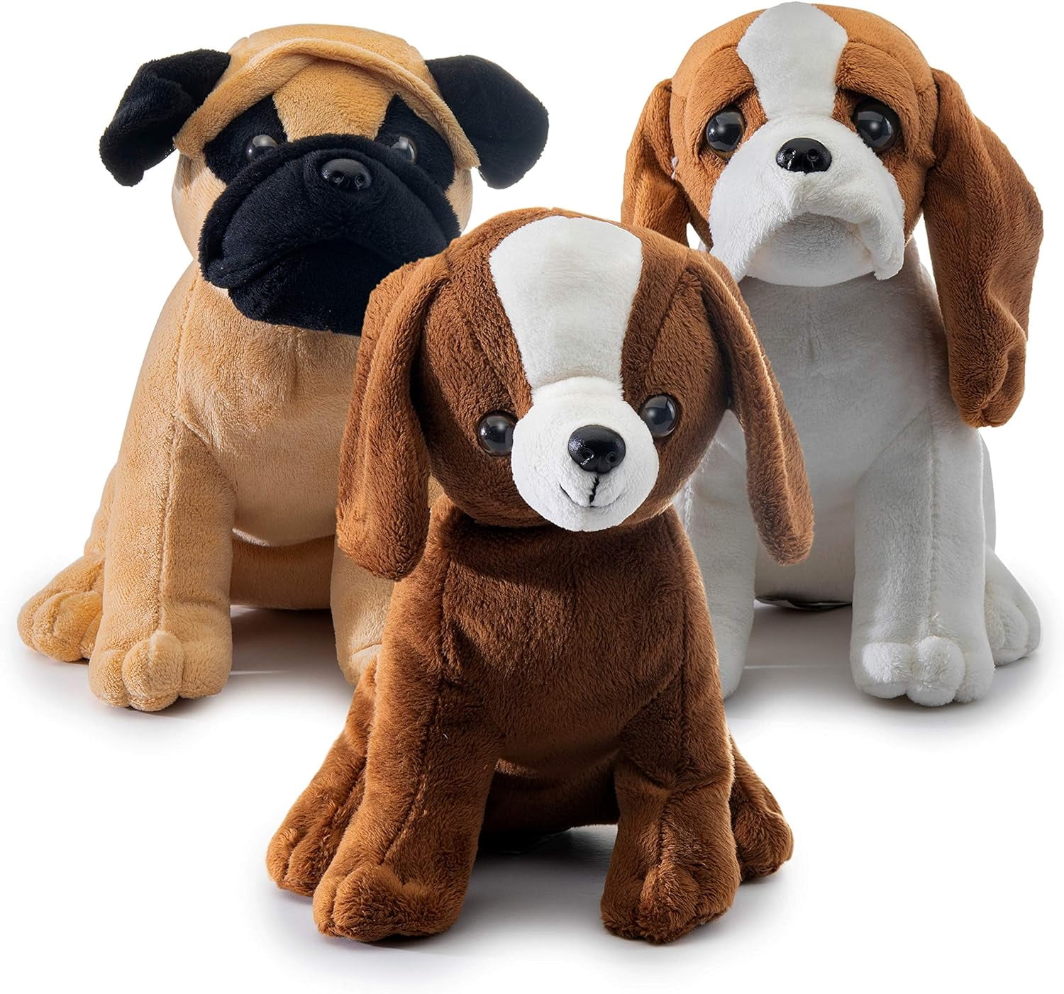 PREXTEX Plush Puppy Dogs - Set of 3 Realistic Looking 8-Inch Cute and Cozy Stuffed Animals