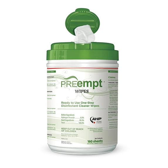 PREempt Surface Disinfectant Cleaner Wipe Canister Unscented 160 Ct 21221