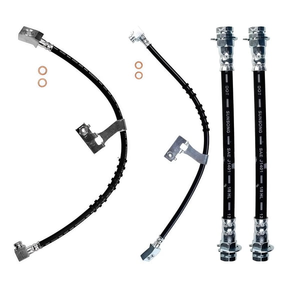 PRFMNCR Brake Hose Rear Front Driver and Passenger Side Brake Line 4Pcs Replacement for Chrysler Laser 1984-1986 2.2L l4, for Chrysler Laser 1986 2.5L l4 Replace# 4238578, 4126838, 4313153