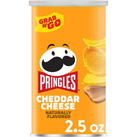 Pringles Cheddar Cheese Potato Crisps Chips, Lunch Snacks, 2.5 oz Canister