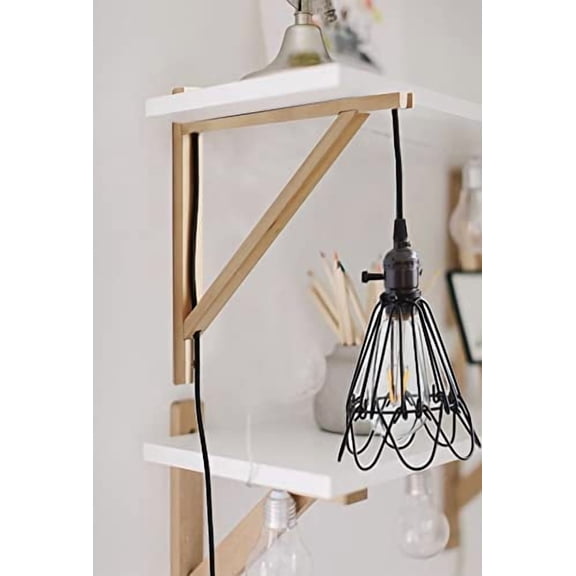 PRIADE Wall Mounted Wood Bracket for Hanging Sconce Pendant Lamp Kits, Planters, Lanterns, Wind Chimes, 12 Inch Floating Shelves Bracket, Set of 2 (Burlywood)