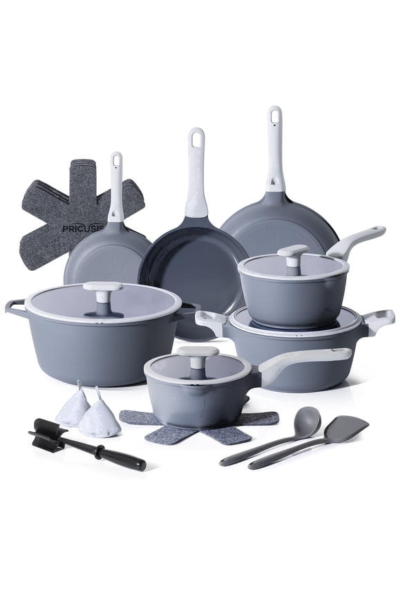 Ceramic Nonstick 21 PCS Cookware Set, Non Toxic Frying Pan & Sauce Pan & Stockpot, Induction Compatible & Dishwasher Safe