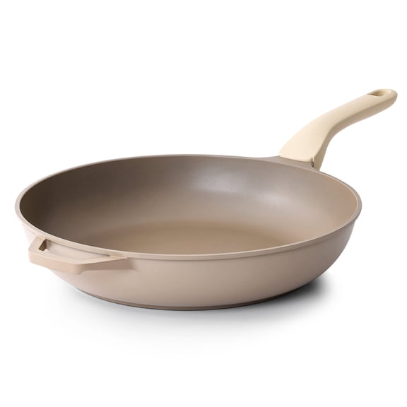 PRICUSIS Nonstick 12 inch Frying Pan, Non Toxic Skillet, Induction Compatible & Oven Safe, Dishwasher Safe, Natural Linen