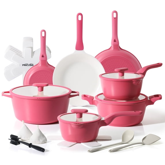 PRICUSIS Ceramic Nonstick 21 PCS Cookware Set, Frying Pan & Sauce Pan ...