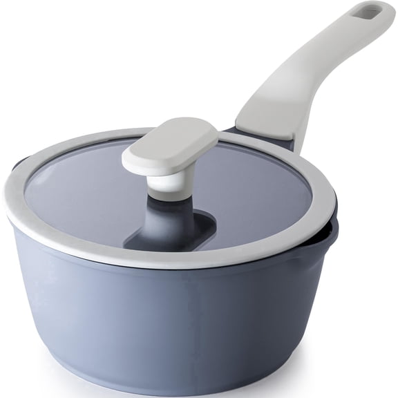PRICUSIS 2 Qt Ceramic Nonstick Saucepan with Lid, Pour Spouts, Multipurpose Use, Induction Compatible, Dishwasher Safe