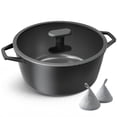 thumbnail image 1 of PRICUSIS Nonstick Stock Pot with Silicone Rim Glass Lid, 7 QT Casserole, Oven-Safe Bakeware, Induction, Dishwasher Safe, Suitable for Pasta, Baking & Stews, Black Sesame, 1 of 8