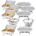 thumbnail image 1 of PRIJESSE 10 Pack Chafing Dish Rectangular 8QT 1/3 Pan×6+Round 5QT×2+Half Pan×2 Chafers Stainless Steel Catering Buffet Warmer Set for Parties,Events,Wedding,Dinner, 1 of 8