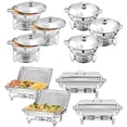 thumbnail image 1 of PRIJESSE 10 Pack Chafing Dish Round 5QT×6+Rectangular 8QT 1/3 Pan×2+Full Pan×2 Chafers Stainless Steel Catering Buffet Warmer Set for Parties,Events,Wedding,Dinner, 1 of 8