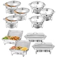 thumbnail image 1 of PRIJESSE 10 Pack Chafing Dish Round 6QT×6+Rectangular 8QT Half Pan×2+1/3 Pan×2 Chafers Stainless Steel Catering Buffet Warmer Set for Parties,Events,Wedding,Dinner, 1 of 8