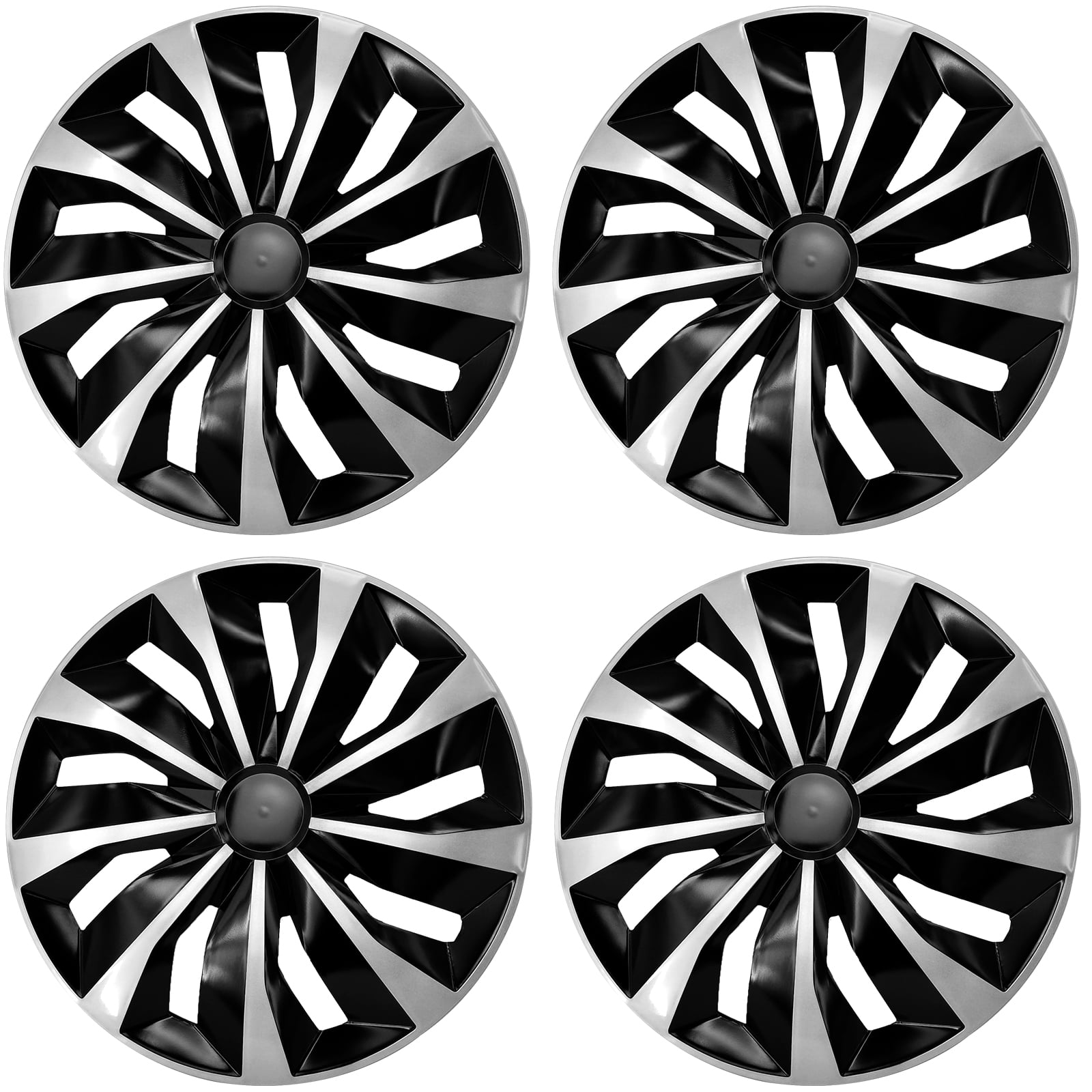 PRIJESSE 15" Set of 4 Auto Hubcap Set, 15 inch Snap On Wheel Cover Kit