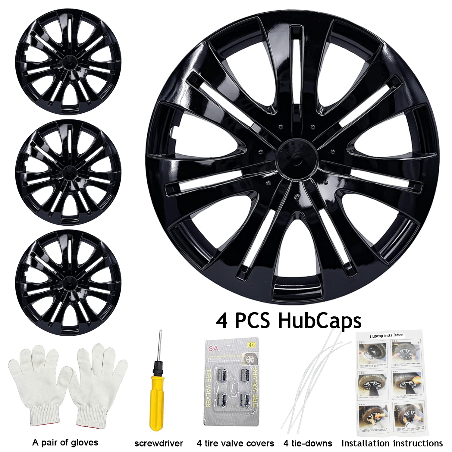 PRIJESSE 16" Hubcap Sets Set of 4, R16 Hubcap Wheel Cover Replacement