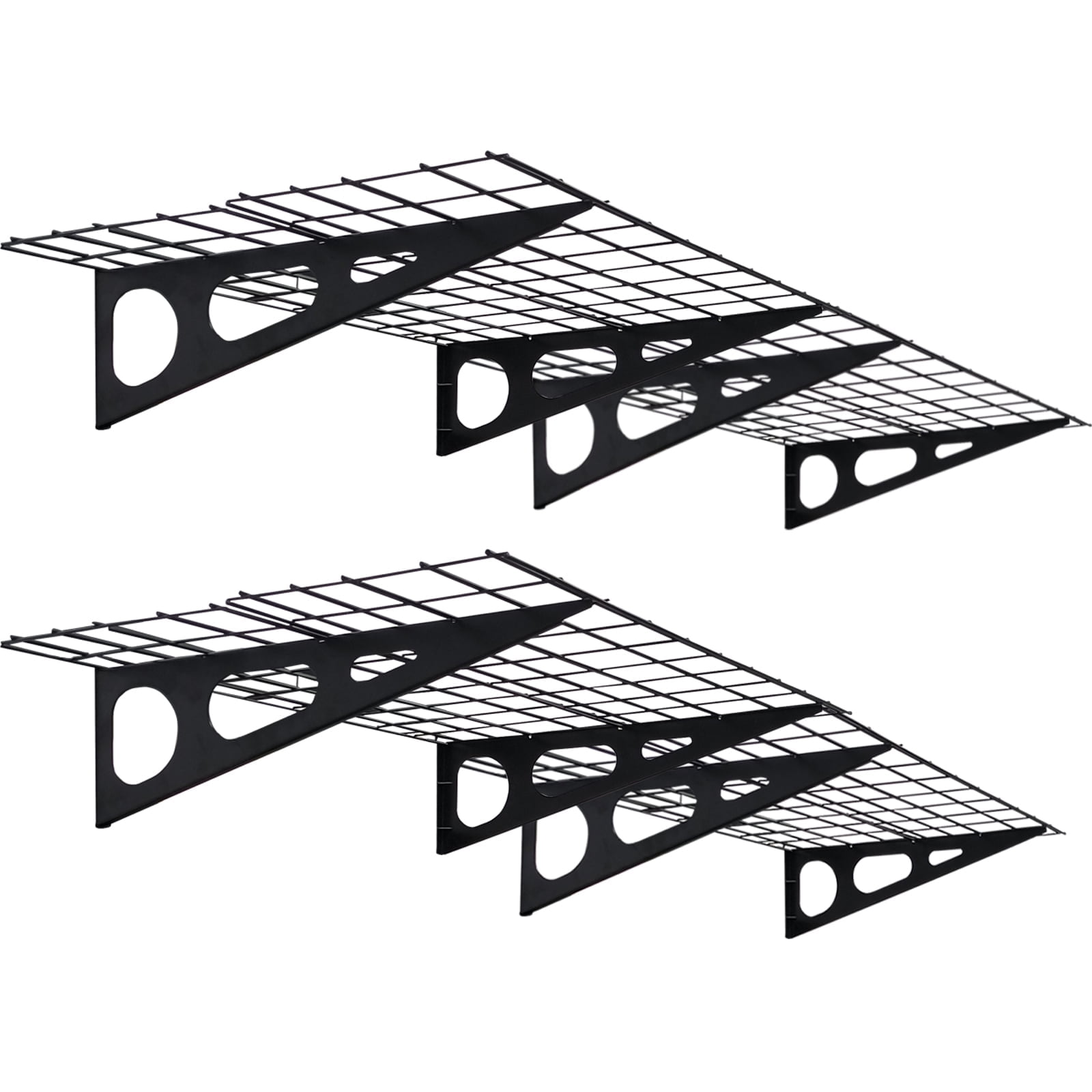 PRIJESSE 2-Pack Wall Shelf Steel Garage Shelving Storage Rack 23.6" x 70.8" (1.9x5.8 ft) Black Wall Mounted Floating Shelves