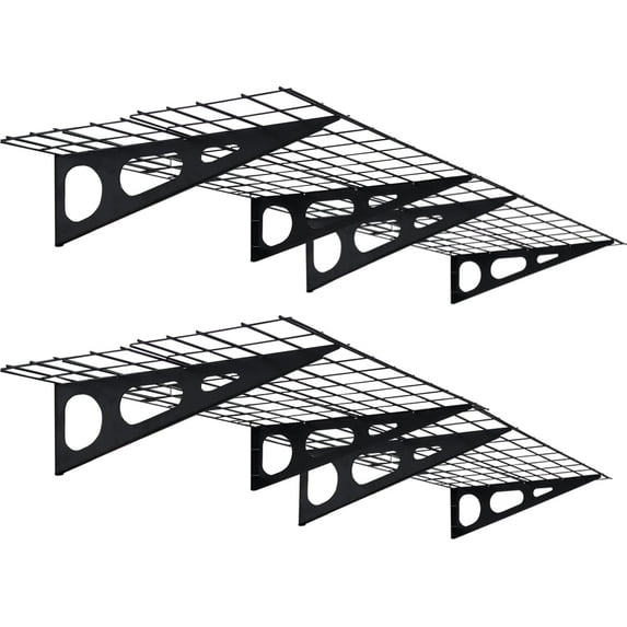 PRIJESSE 2-Pack Wall Shelf Steel Garage Shelving Storage Rack 23.6" x 70.8" (1.9x5.8 ft) Black Wall Mounted Floating Shelves