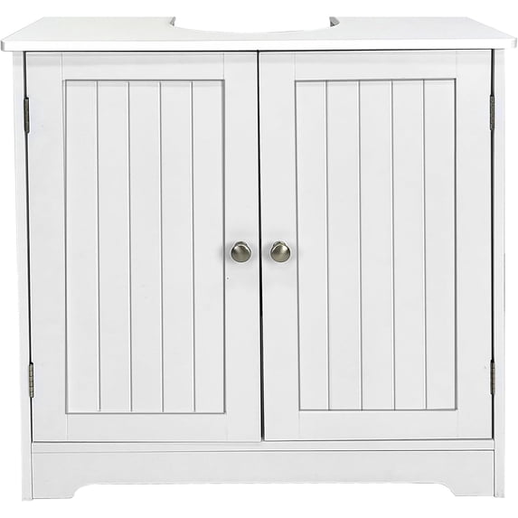 PRIJESSE 24"x12"x24" Under Sink Storage, Bathroom Vanity Under Sink Pedestal with 2 Doors, Basin Cabinet with Adjustable Shelf, White