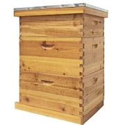 PRIJESSE 3-Layer Bee Hive for Beekeeping - 2 Deep & 1 Medium Boxes with Beeswax Coating, Metal Roof Frames Not Included