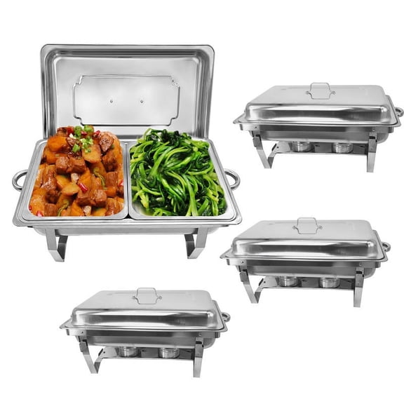 PRIJESSE 4-Pack 1/2 Size Chafing Dishes 8 Qt. Stainless Steel with Durable Frames
