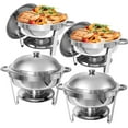 thumbnail image 1 of PRIJESSE 4 Packs 6 QT Chafing Dish Buffet Set, Stainless Steel Chafing Dishes Round Buffet Chafe Warmer Set, 1 of 7