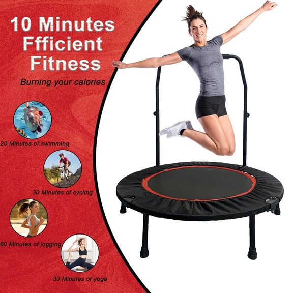 PRIJESSE 40" Mini Foldable Trampoline, 660LBS Fitnes Trampoline, Indoor/Outdoor Jumping Workouts