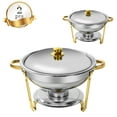 thumbnail image 1 of PRIJESSE 5 Qt Gold Chafing Dishes for Buffet with Stainless Steel Lid, Round Chafing Dish Buffet Set with Food and Water Pans for Catering, Parties, Hotels and Weddings, 2 Pack, 1 of 9