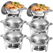PRIJESSE 6 Packs 6 QT Chafing Dish Buffet Set, Stainless Steel Chafing Dishes with Lid for Parties Buffet Weddings Events