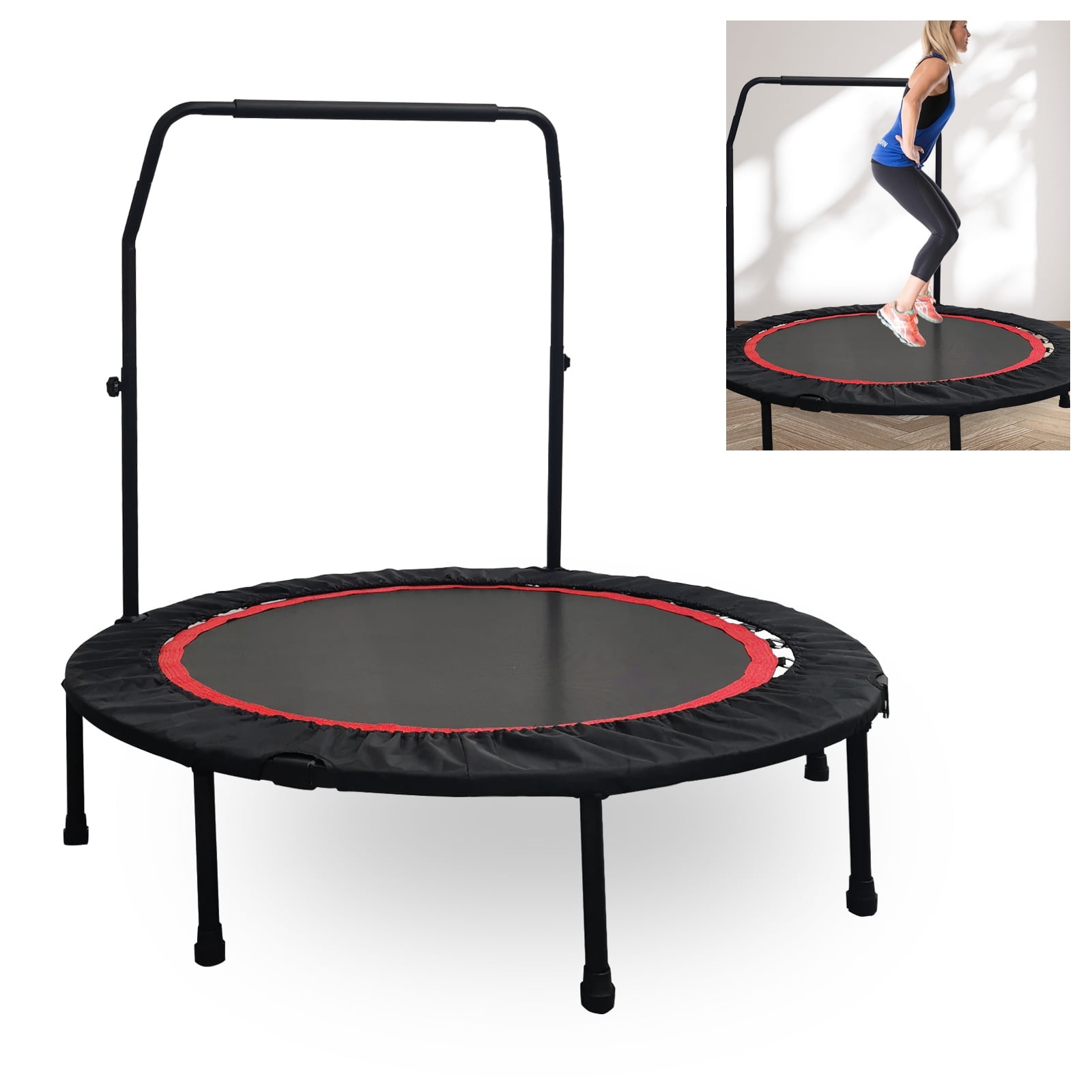 PRIJESSE 660 Lb 48 Inch Mini Trampoline for Indoor Fitness Workout Exercise
