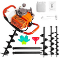 PRIJESSE 72CC Gas Powered Auger Post Hole Digger, 3 Drill Bits & 2