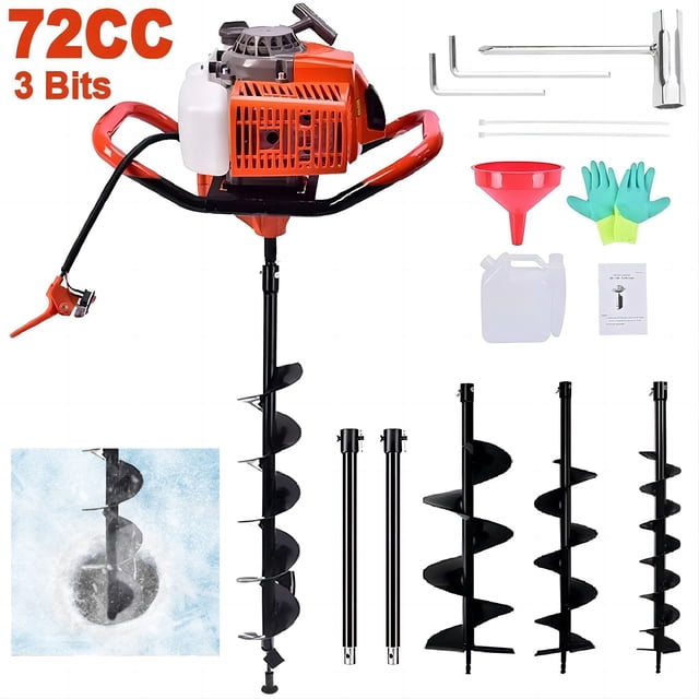 PRIJESSE 72cc 3KW Post Hole Digger 2-Stroke Petrol Gas Powered Earth ...