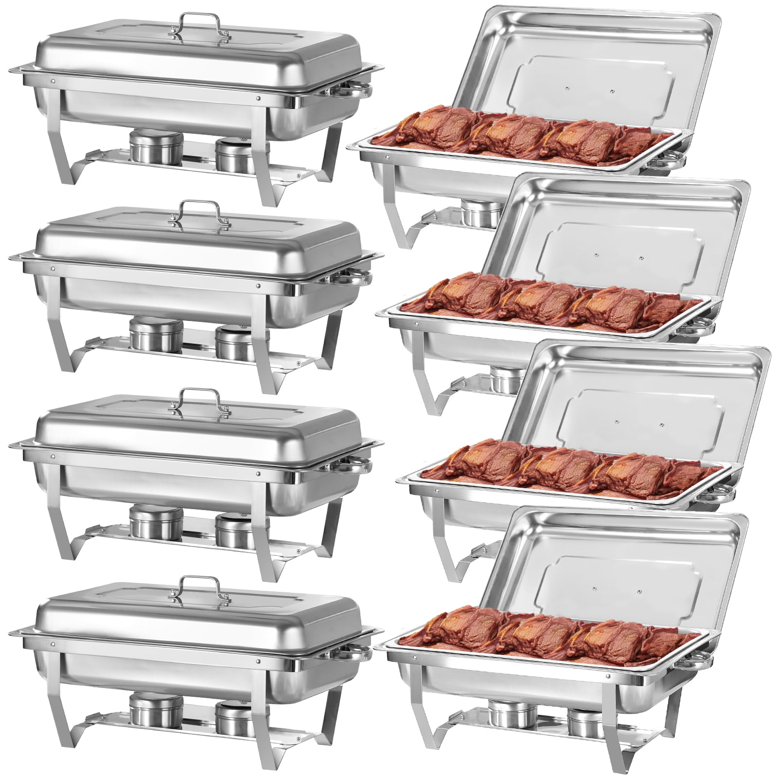 PRIJESSE 8 Pack Chafing Dish for Buffet,8 Quart Stainless Steel Chafing