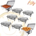 thumbnail image 1 of PRIJESSE 8 Pack Chafing Dish Buffet Set, 8QT Stainless Steel Rectangular Chafers and Buffet Warmer Sets for Catering, with Food & Water Pan, Lid, Foldable Frame, Fuel Holder, 1 of 7