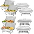thumbnail image 1 of PRIJESSE 8 Pack Chafing Dish Rectangular Full pan×4+Half pan×2+1/3 pan×2 Chafers Stainless Steel Catering Buffet Warmer Set for Parties,Events,Wedding,Dinner, 1 of 9