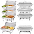 thumbnail image 1 of PRIJESSE 8 Pack Chafing Dish Rectangular Half Pan×6+1/3 Pan×2 Chafers Stainless Steel Catering Buffet Warmer Set for Parties,Events,Wedding,Dinner, 1 of 7