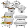 thumbnail image 1 of PRIJESSE 8 Pack Chafing Dish Round 6QT×4+Rectangular 8QT Full pan×2+Half pan×2 Chafers Stainless Steel Catering Buffet Warmer Set for Parties,Events,Wedding,Dinner, 1 of 7