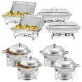 thumbnail image 1 of PRIJESSE 8 Pack Chafing Dish Round 6QT×4+Rectangular Full Pan×4 Chafers Stainless Steel Catering Buffet Warmer Set for Parties,Events,Wedding,Dinner, 1 of 7