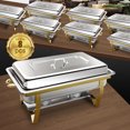 thumbnail image 1 of PRIJESSE 8 Pack Chafing Dishes for Buffet Set, Stainless Steel Catering Chafers, Serving Food Warmer with Lid, gold full pan, 1 of 7
