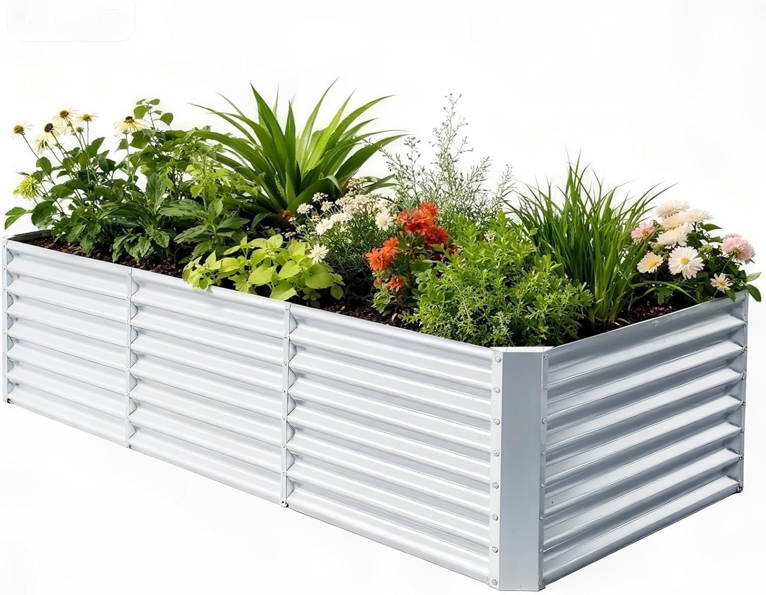 PRIJESSE 8x4x2FT Galvanized Raised Garden Bed Kit, Galvanized Planter Raised Garden Boxes Outdoor, Metal Raised Garden Beds for Vegetables