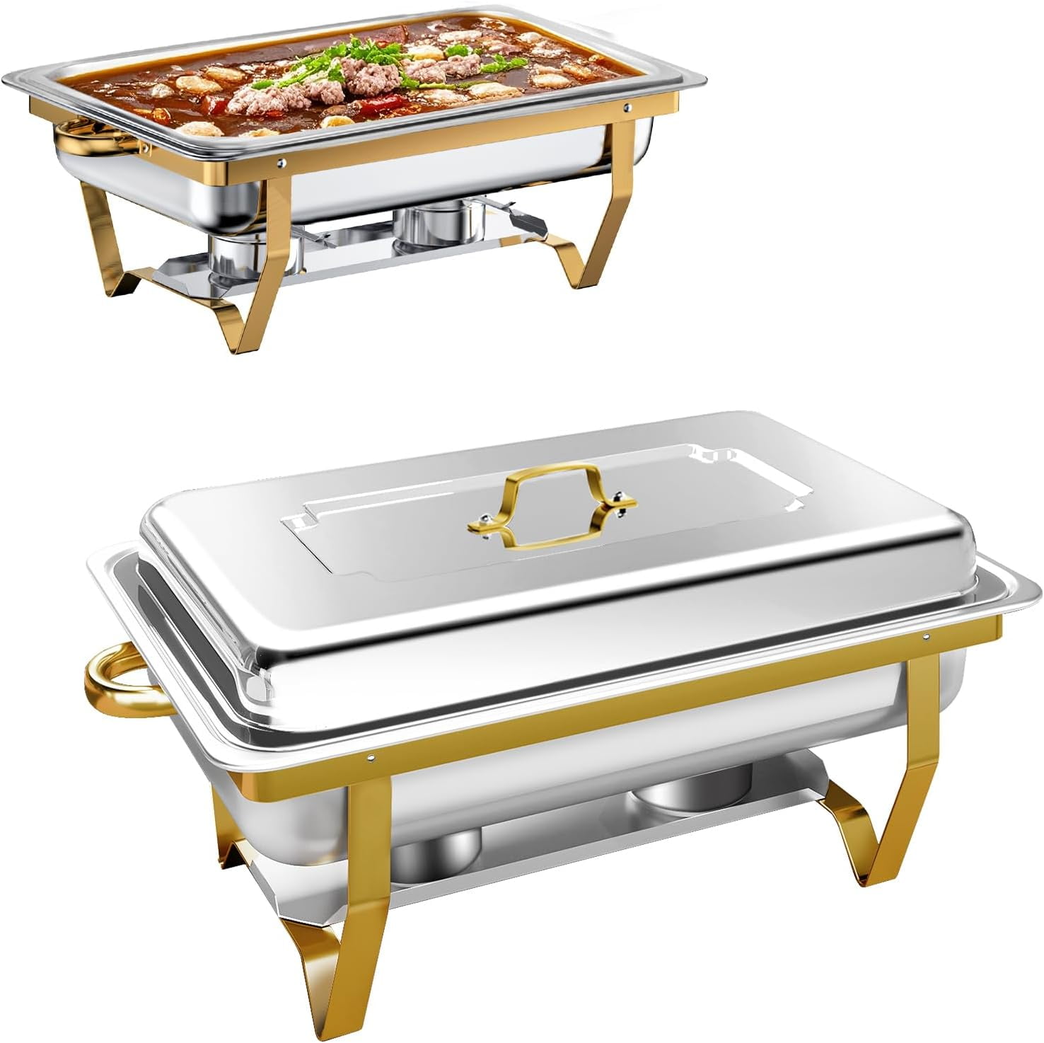 PRIJESSE 9 QT Chafing Dishes for Buffet [Gold Colors] Stainless Steel ...