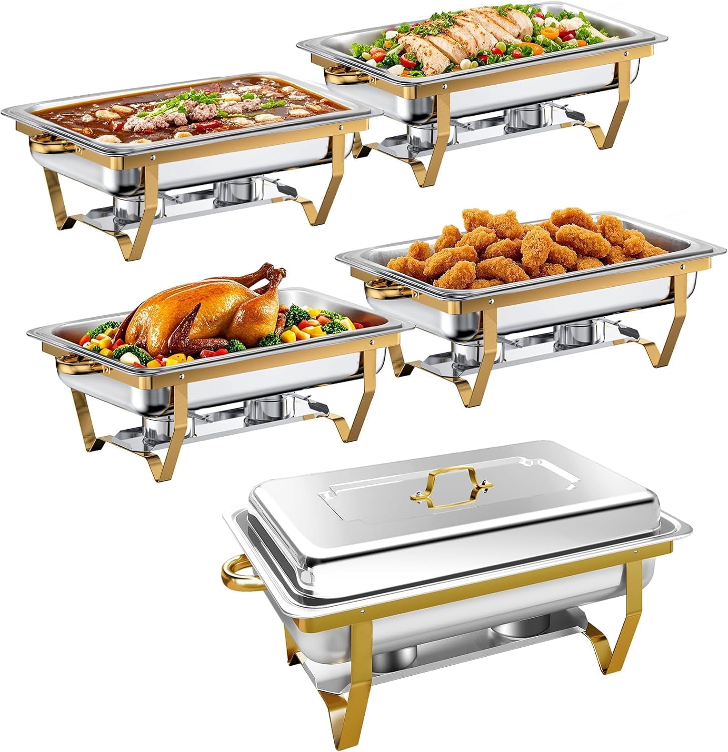 PRIJESSE 9 QT Chafing Dishes for Buffet [Gold Colors] Stainless Steel ...